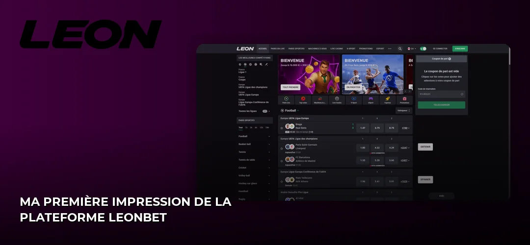 Ma première impression de la plateforme Leonbet