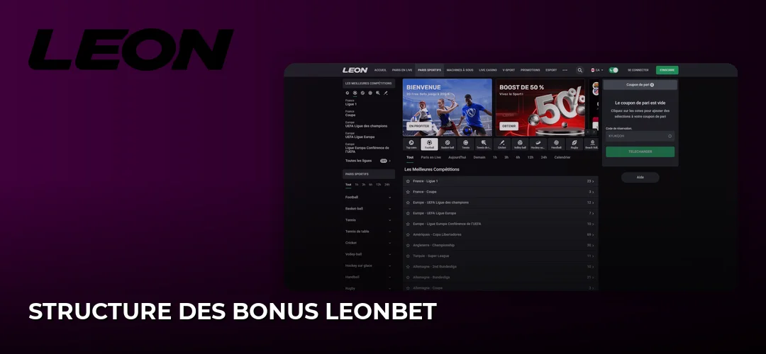 Structure des bonus Leonbet