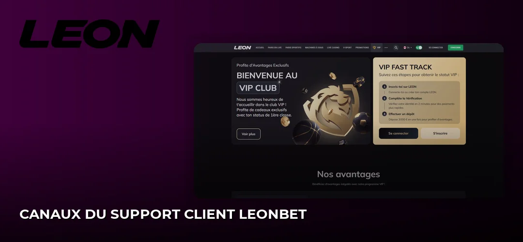 Canaux du support client Leonbet